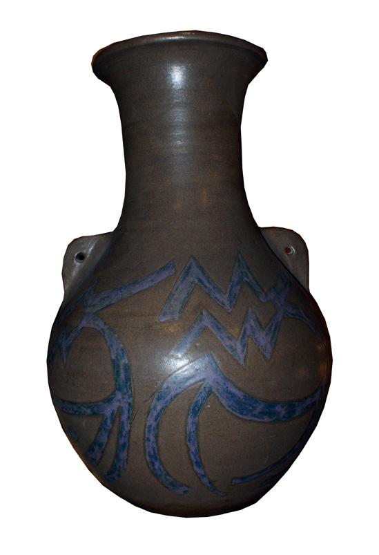 Vaso in ceramica Vintage Decori blu del XX Secolo Opera d'arte esemplare - Robertaebasta® Art Gallery opere d’arte esclusive.